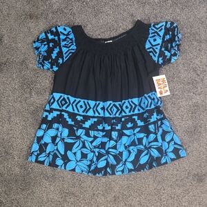 Hula Hawaii Women's Black and Blue Blouse